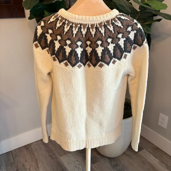 L.L. Bean Bean's Classic Ragg Wool Sweater Crewneck Fair Isle Size Medium - Picture 5 of 8